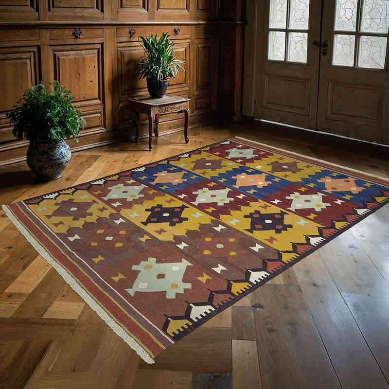 Multicolor New Handwoven Turkish Kilim Rug - 5' 10" x 7' 10" (70" x 94") - K0004616