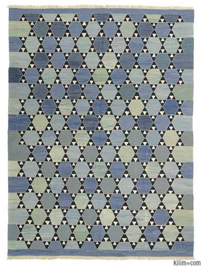 Azul Oscuro, Azul claro Nueva Alfombra Turca Kilim