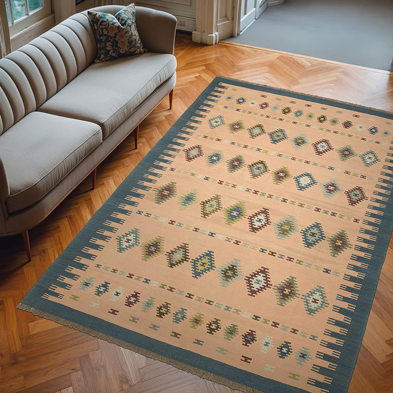 Turuncu Yeni Kök Boya El Dokuma Kilim - 210 cm x 301 cm - K0004678
