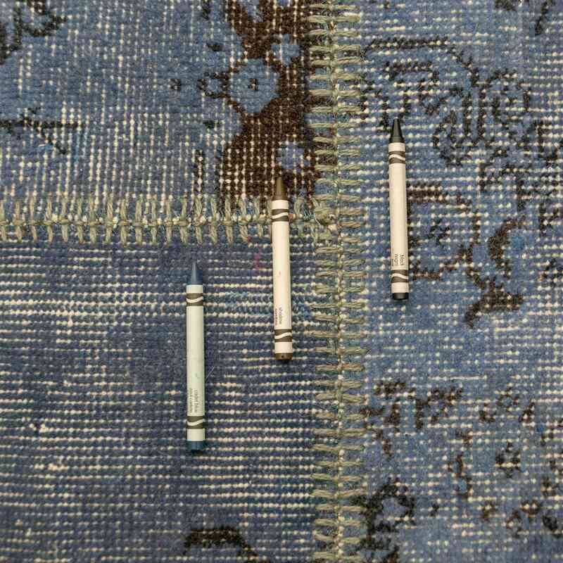 Açık Mavi Boyalı Patchwork Halı - 200 cm x 290 cm - K0005376