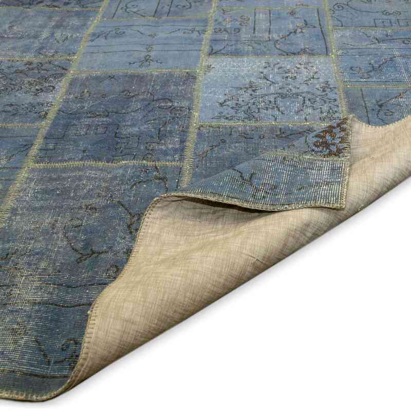 Açık Mavi Boyalı Patchwork Halı - 200 cm x 290 cm - K0005376