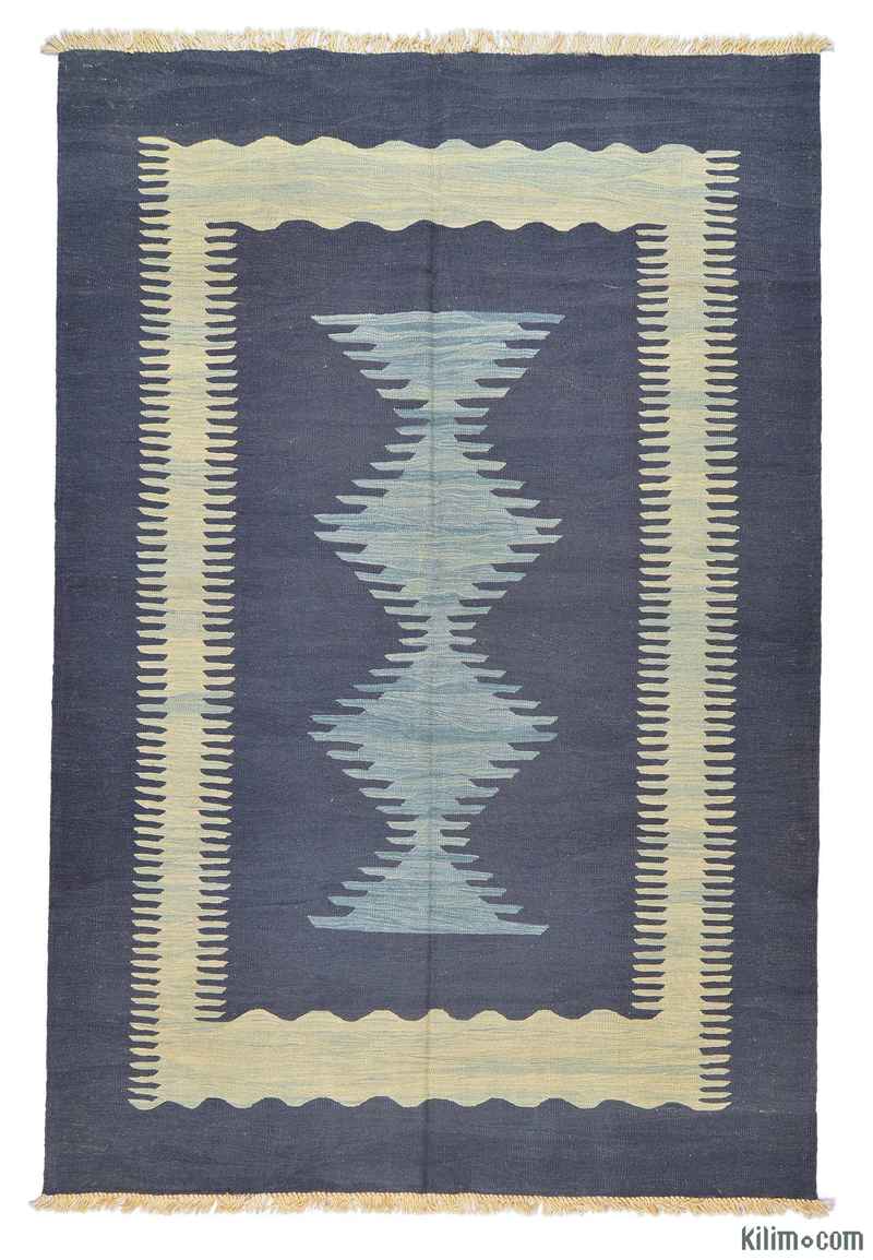 Blue New Handwoven Turkish Kilim Rug - K0005797