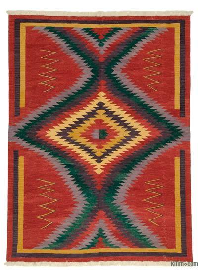 Rojo Nueva Alfombra Turca Kilim - 184 cm x 246 cm