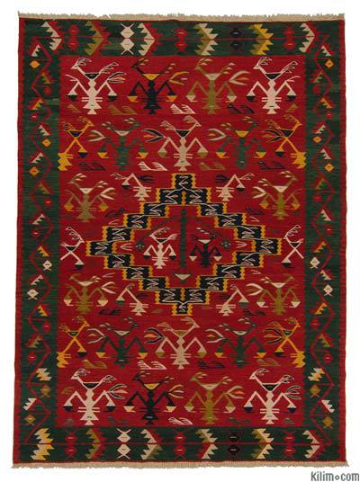 Kırmızı, Yeşil Yeni El Dokuma Kilim