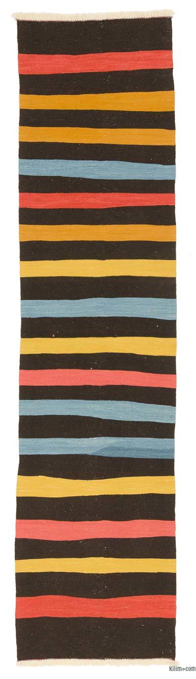 Siyah Yeni Kök Boya Kilim Yolluk - 72 cm x 293 cm