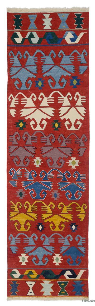 Kırmızı Yeni Kök Boya Kilim Yolluk - 91 cm x 313 cm