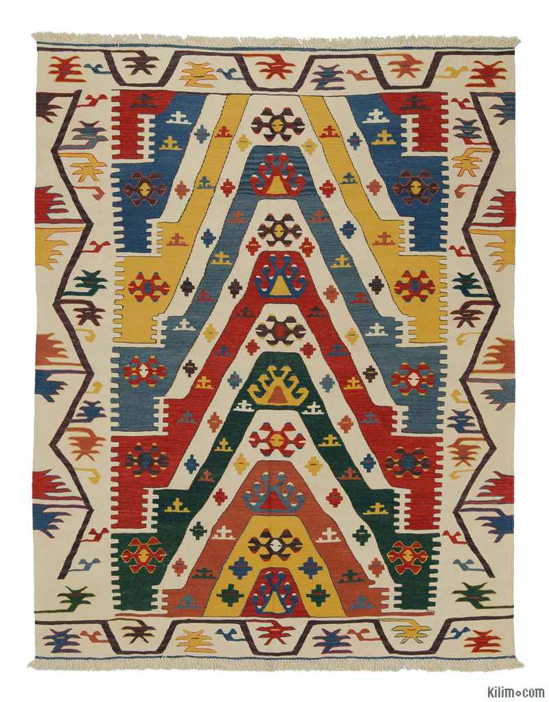 Multicolor New Handwoven Turkish Kilim Rug - 5' 11" x 7' 7" (71" x 91") - K0007958
