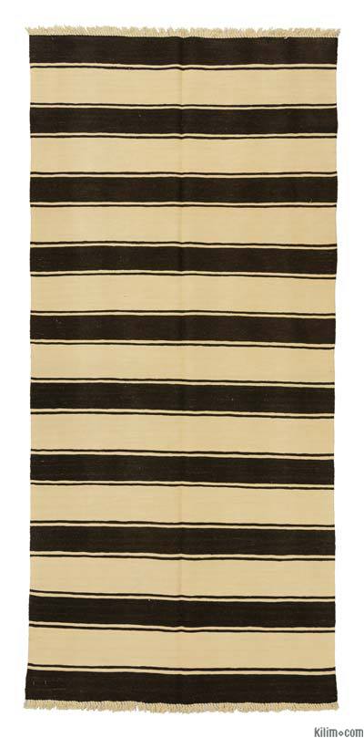 Brown, Beige New Handwoven Turkish Kilim Rug
