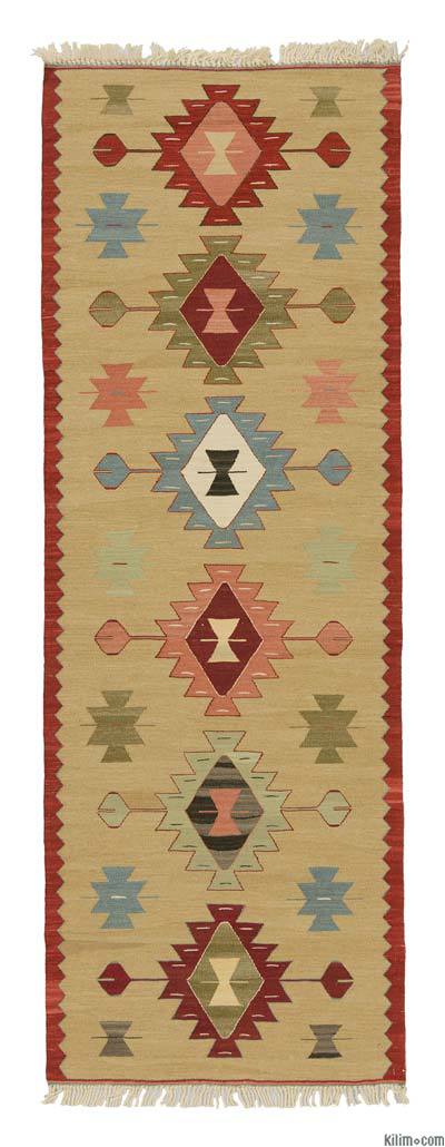 Beige Nuevo Kilim Turco De Pasillo