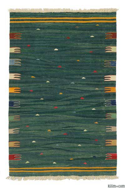 Verde Nueva Alfombra Turca Kilim