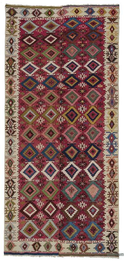 Multicolor Antique Adana Kilim Rug - 5' 6" x 12' 2" (66" x 146")