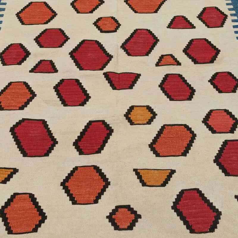 Bej, Açık Mavi Yeni El Dokuma Kilim - K0008665