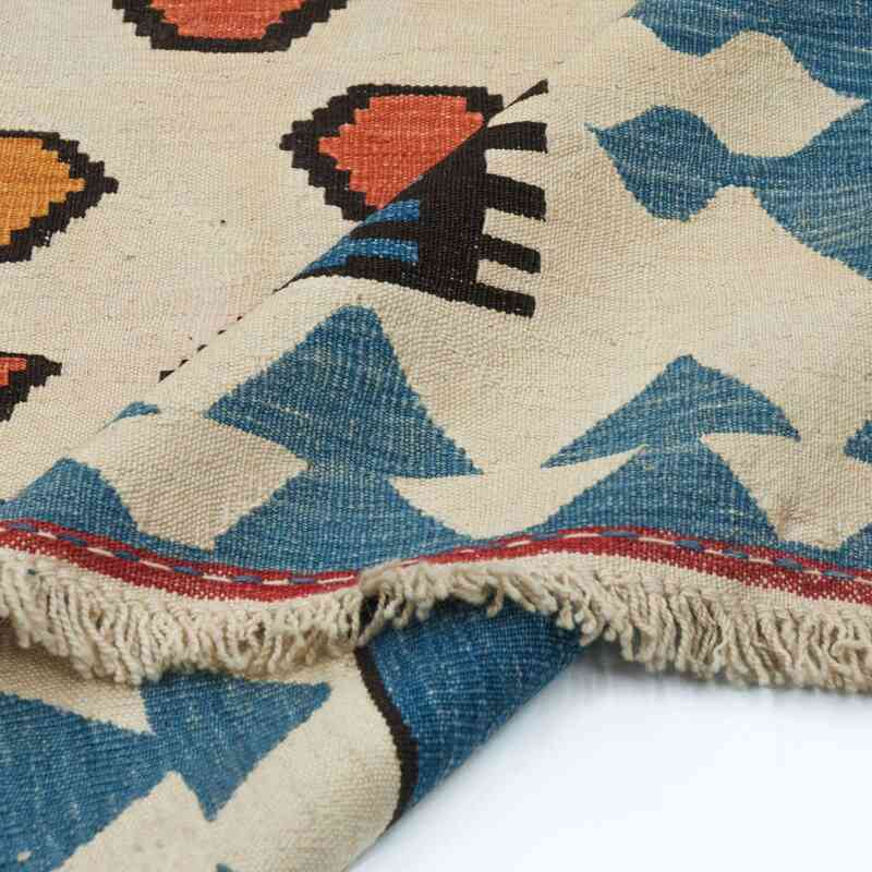 Bej, Açık Mavi Yeni El Dokuma Kilim - K0008665