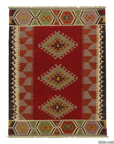 Kırmızı Yeni Kök Boya El Dokuma Kilim - 181 cm x 239 cm