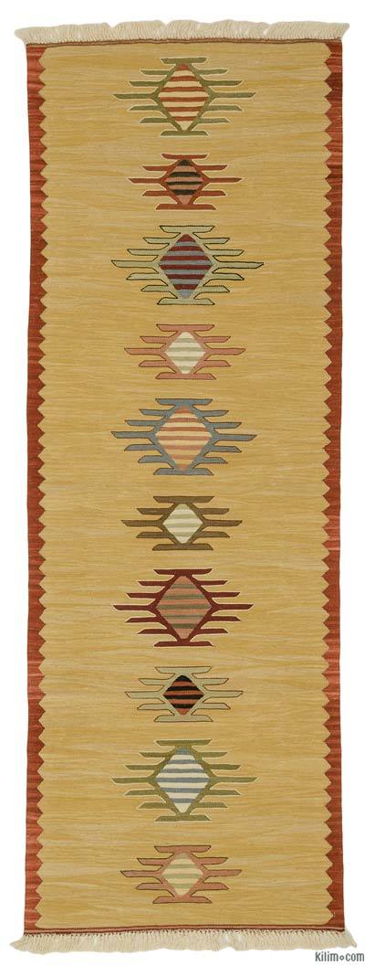 Yellow New Turkish Kilim Runner Rug