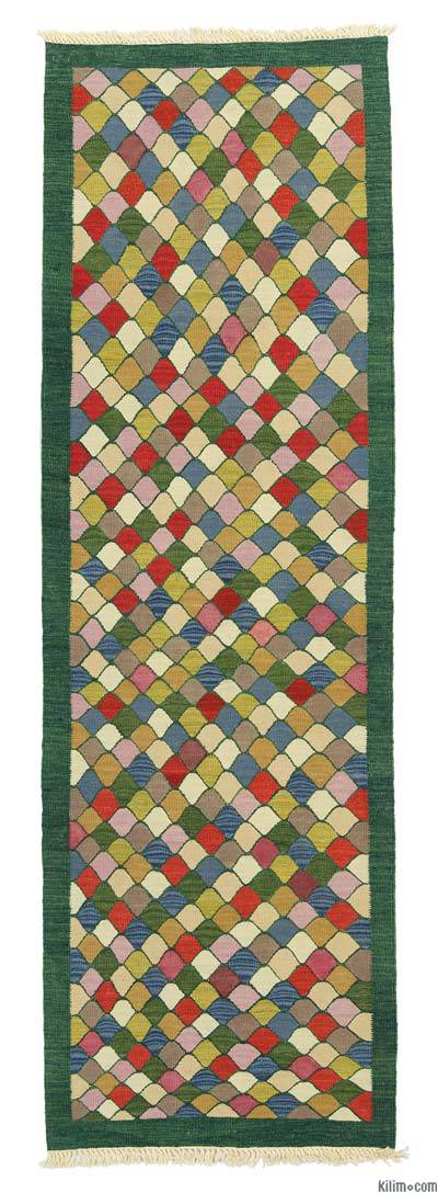 Verde, Multicolor Nueva Alfombra Kilim Turca De Pasillo