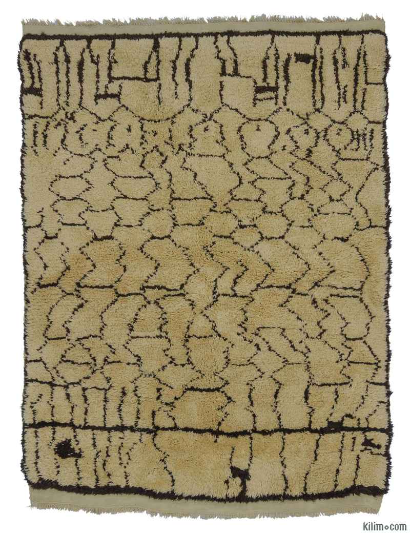 New Moroccan Style Hand-Knotted Tulu Rug - 4' 7" x 5' 11" (55" x 71") - K0008973