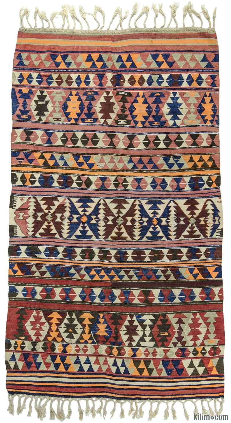 Multicolor Antique Balikesir Kilim Rug - 5' 3" x 8' 11" (63" x 107") - K0009710