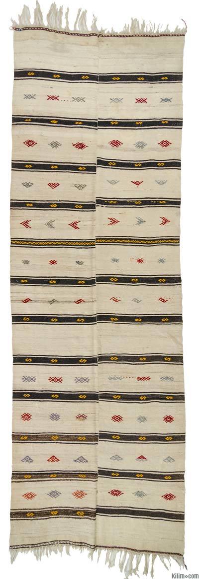Beige Vintage Turkish Kilim Rug - 4' 3" x 12' 6" (51" x 150")