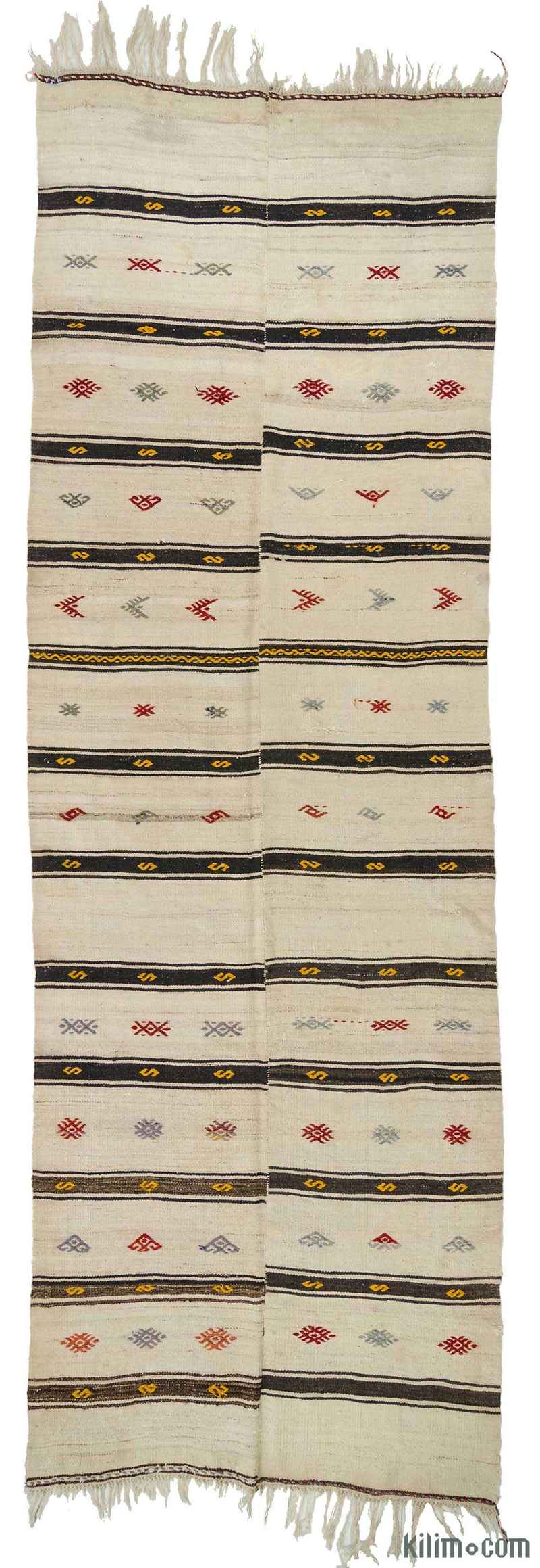 Beige Alfombra Vintage Kilim Turca - 130 cm x 380 cm - K0010391