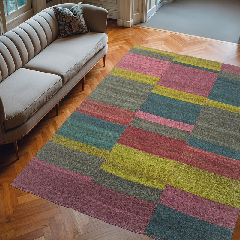 Pembe, Yeşil Yeni Anadolu Kilimi - 213 cm x 285 cm - K0010500