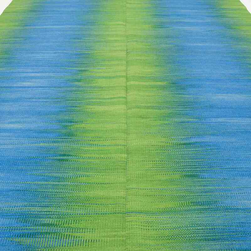Azul claro, Verde Alfombra Neo Caspian Kilim - 201 cm x 291 cm - K0010507