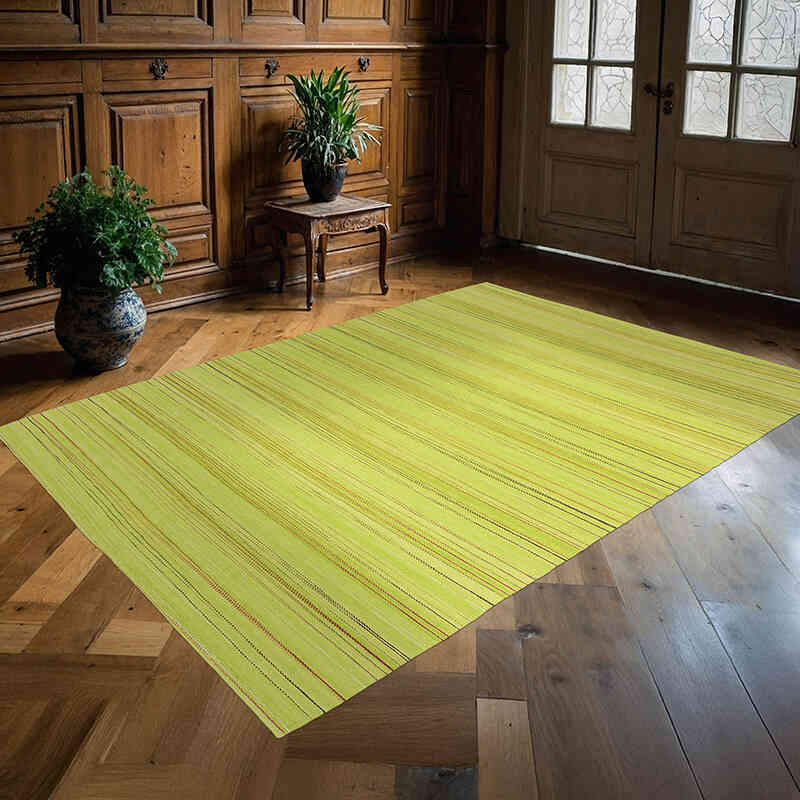 Yellow Neo Caspian Kilim Rug - 5' 11" x 8' 5" (71" x 101") - K0010511