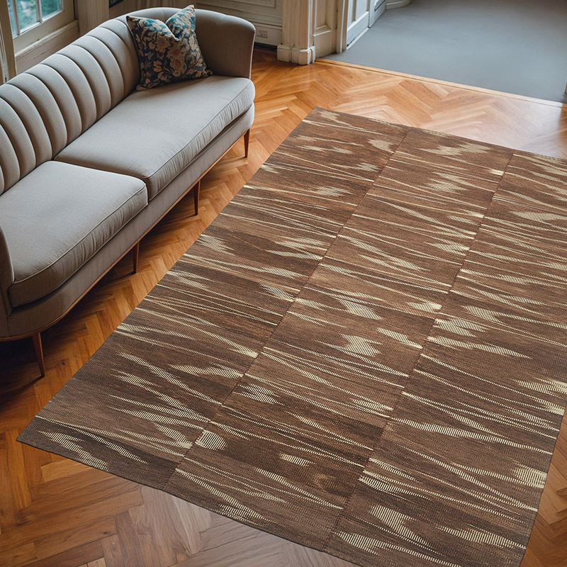 Brown Neo Caspian Kilim Rug - 6' 5" x 9' 2" (77" x 110") - K0010512