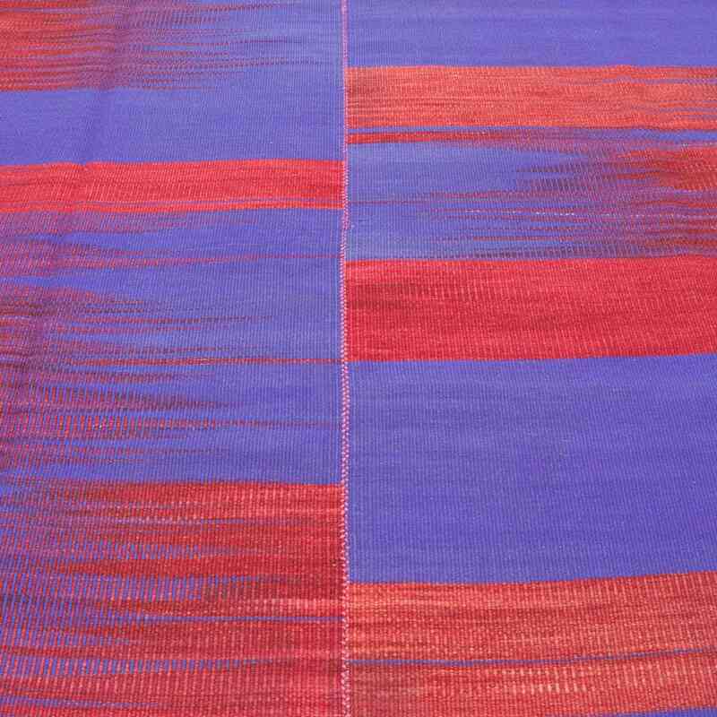 Azul Oscuro, Rojo Alfombra Neo Caspian Kilim - 297 cm x 368 cm - K0010530