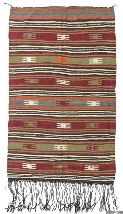 Multicolor Vintage Mut Kilim Rug - 4' 10" x 7' 7" (58" x 91")