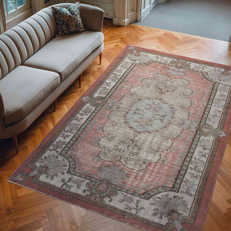 Hand Carved Vintage Rug - 6' 9" x 10'  (81" x 120") - K0010630
