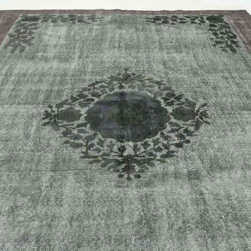 Gray Hand Carved Over-Dyed Rug - 6' 9" x 9' 7" (81" x 115") - K0010648