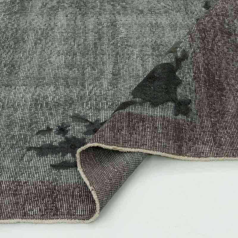 Gray Hand Carved Over-Dyed Rug - 6' 9" x 9' 7" (81" x 115") - K0010648