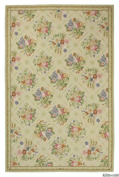 Handmade Needlepoint Rug - 5' 8" x 8' 8" (68" x 104")