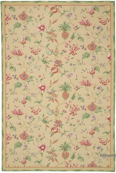 Handmade Needlepoint Rug - 5' 11" x 8' 11" (71" x 107")