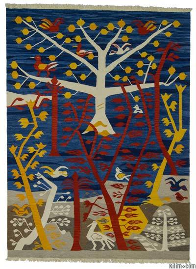 Blue New Handwoven Turkish Kilim Rug
