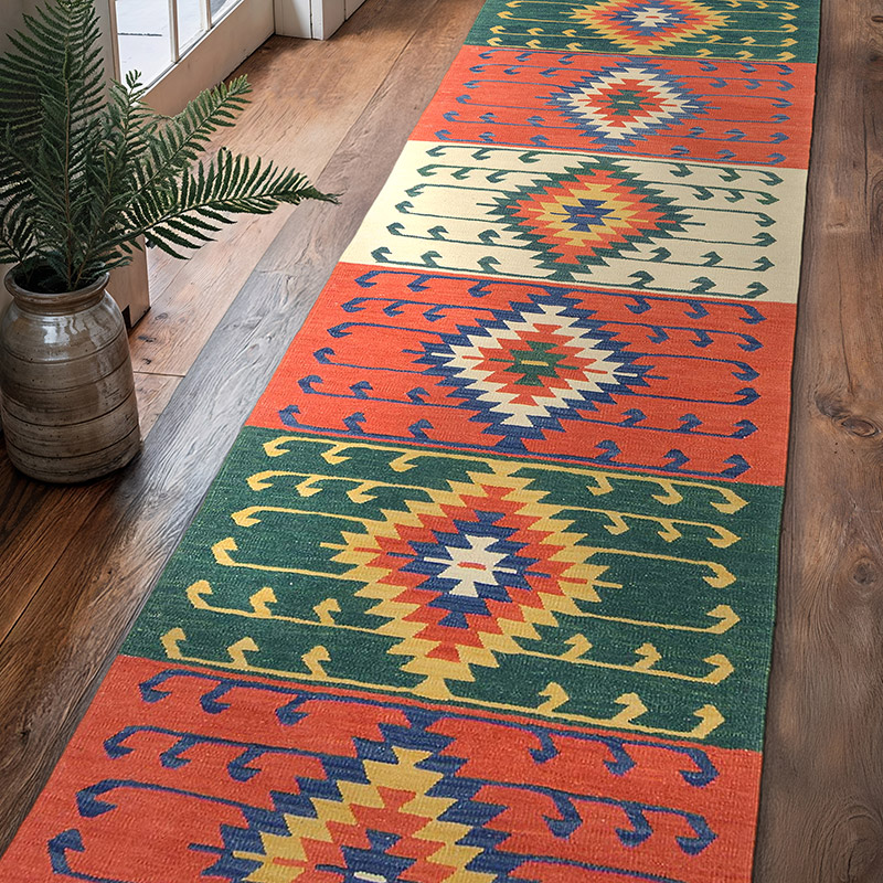 Multicolor Nueva Alfombra Kilim Turca De Pasillo - 84 cm x 326 cm - K0010797
