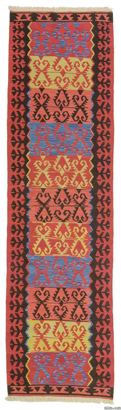 Rojo Nueva Alfombra Kilim Turca De Pasillo - 95 cm x 335 cm
