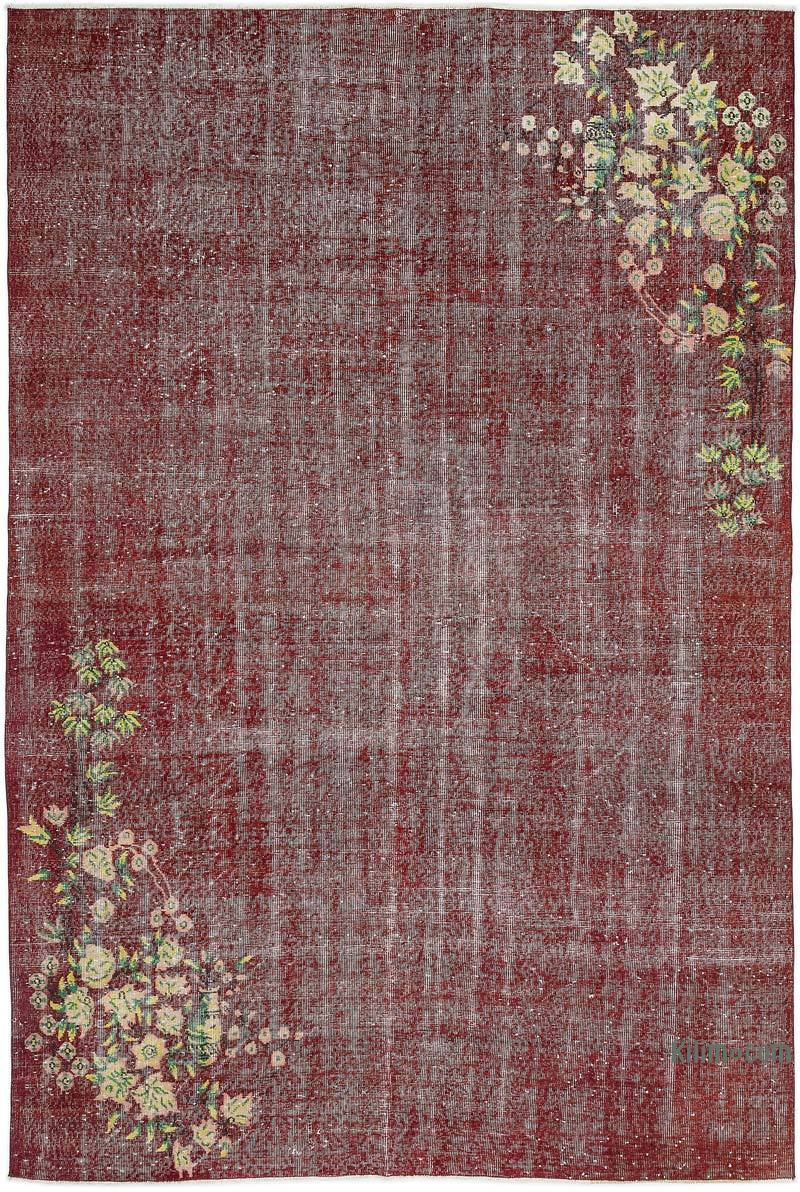 Red Vintage Turkish Hand-Knotted Rug - 6' 11" x 10' 2" (83" x 122") - K0011669