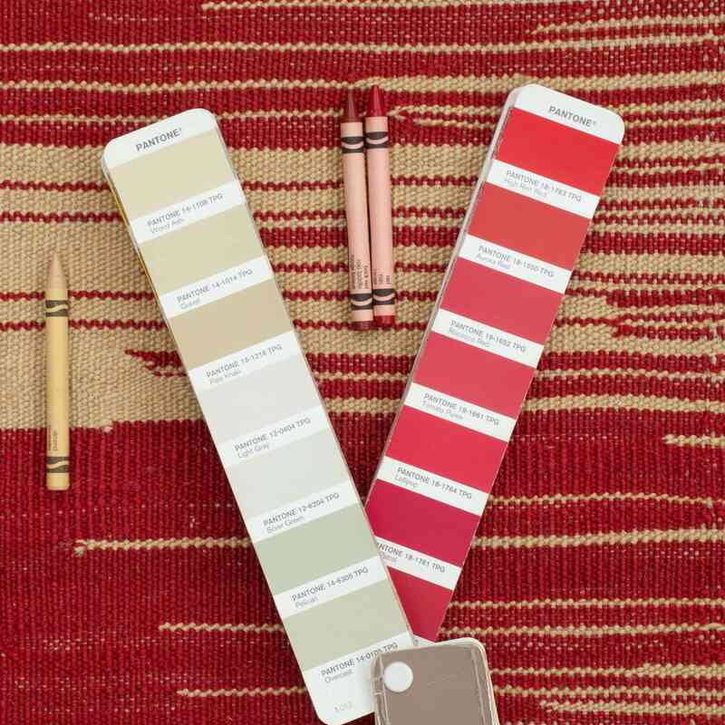 Kırmızı, Bej Yeni El Dokuma Kilim - K0012306