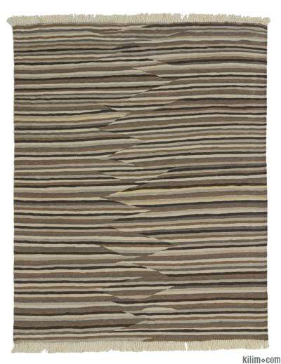 Brown New Handwoven Turkish Kilim Rug - 4' 8" x 5' 11" (56" x 71")