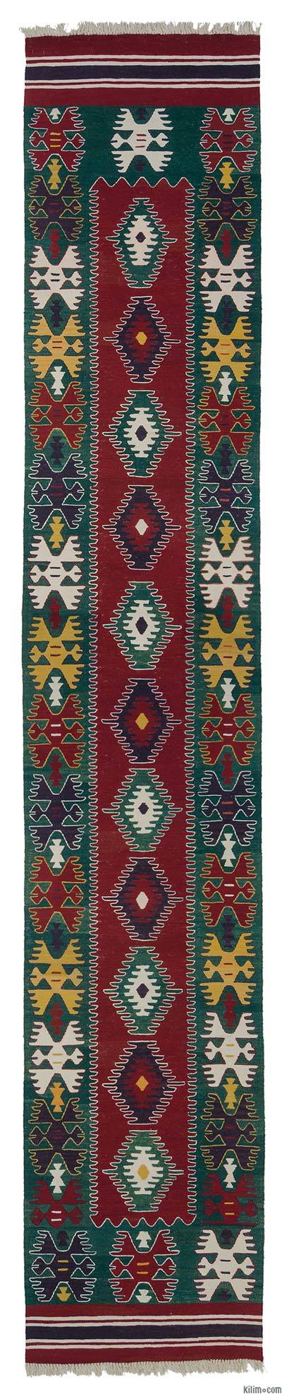 Kırmızı, Yeşil Yeni Kök Boya Kilim Yolluk