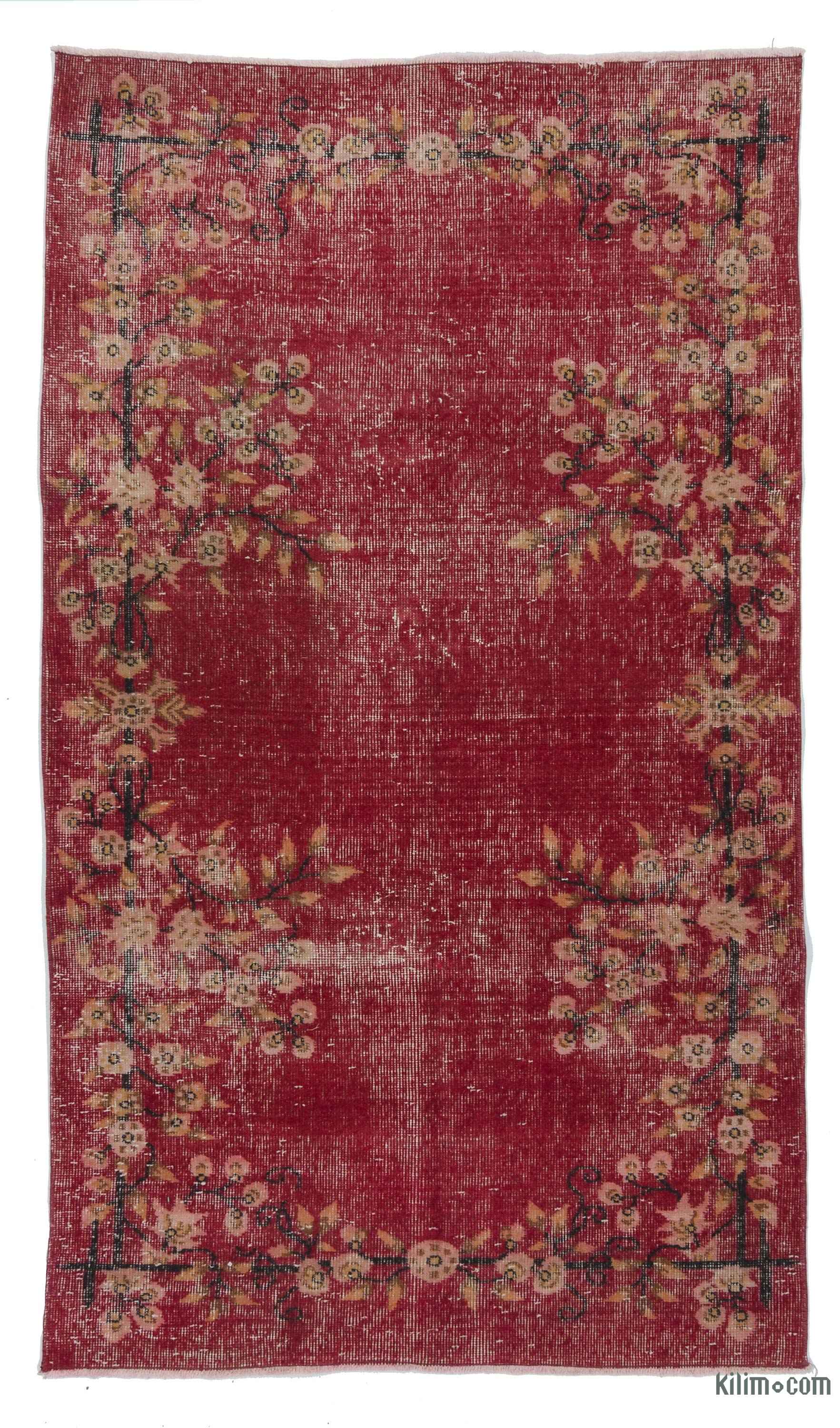 Red Vintage Turkish Hand-Knotted Rug - 3' 10