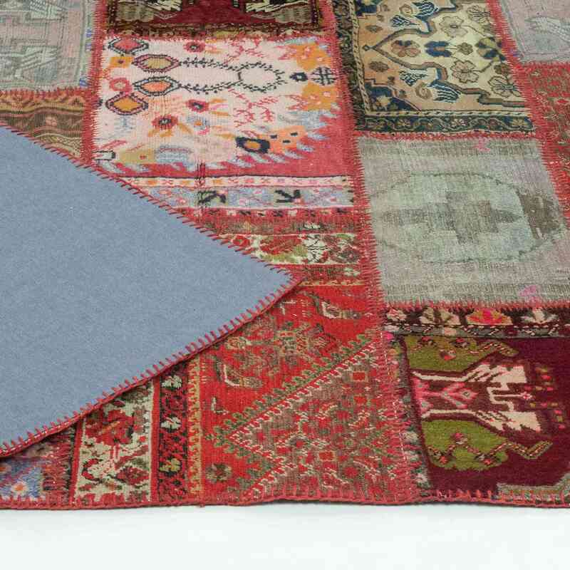 Multicolor Patchwork Hand-Knotted Turkish Rug - 5' 10" x 7' 10" (70" x 94") - K0015242