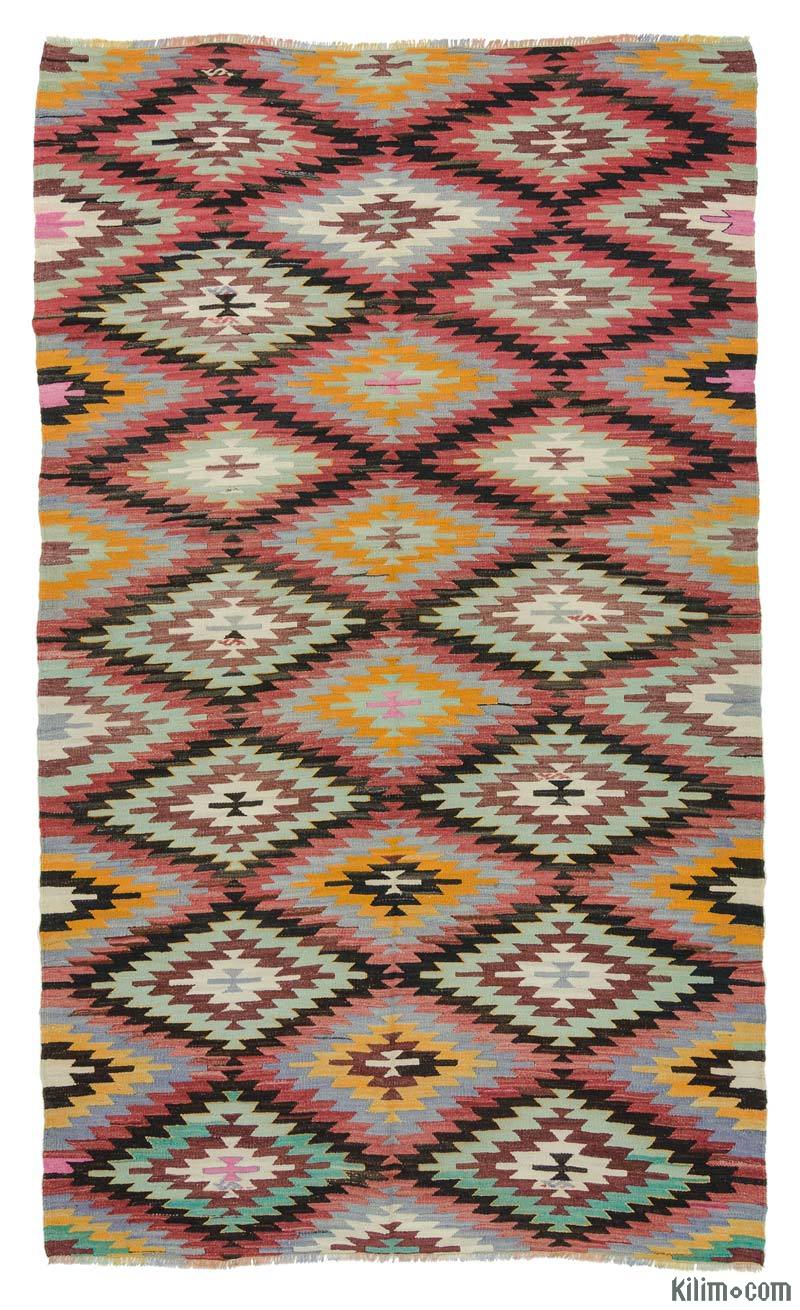 Multicolor Alfombra Vintage Afyon Kilim - 162 cm x 273 cm - K0016006