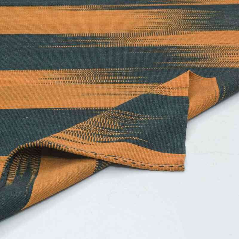 Orange, Black Neo Caspian Kilim Rug - 6' 8" x 9' 5" (80" x 113") - K0016051