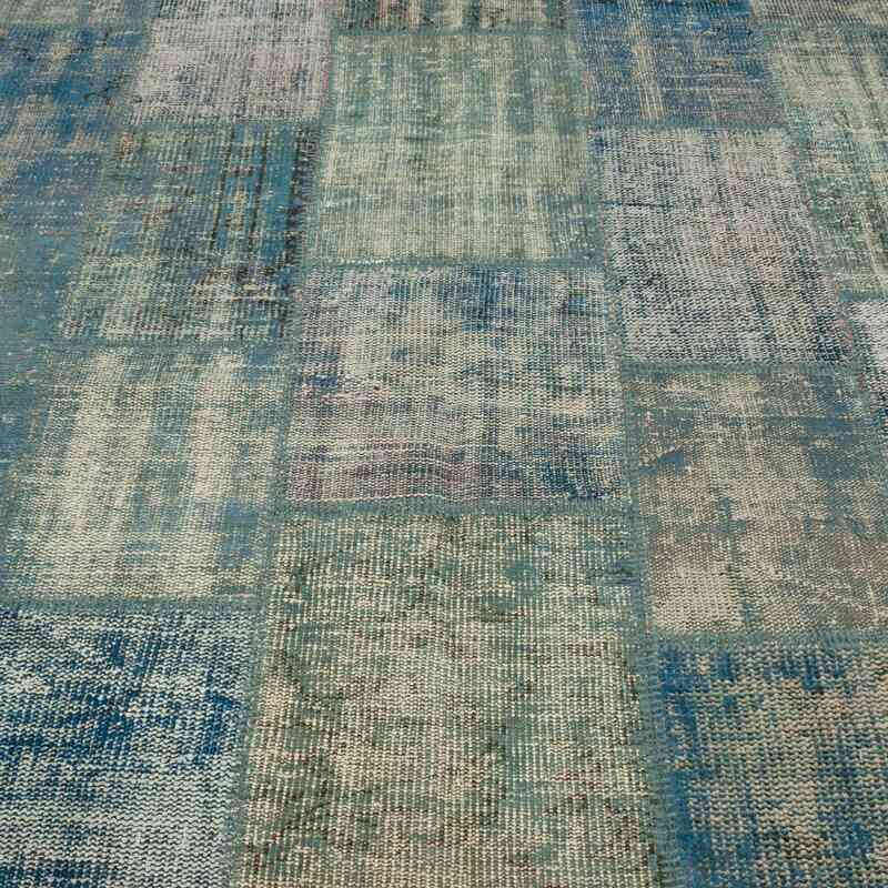 Azul Alfombra De Retazos Turca Sobre-teñida - 203 cm x 299 cm - K0016059