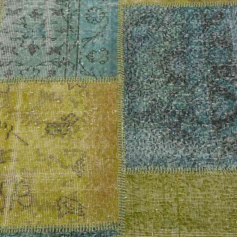 Yellow, Grey Patchwork Hand-Knotted Turkish Rug - 8'  x 9' 10" (96" x 118") - K0016076