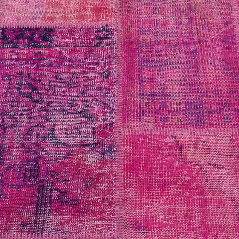 Pink, Purple Patchwork Hand-Knotted Turkish Rug - 8'  x 10' 2" (96" x 122") - K0016090