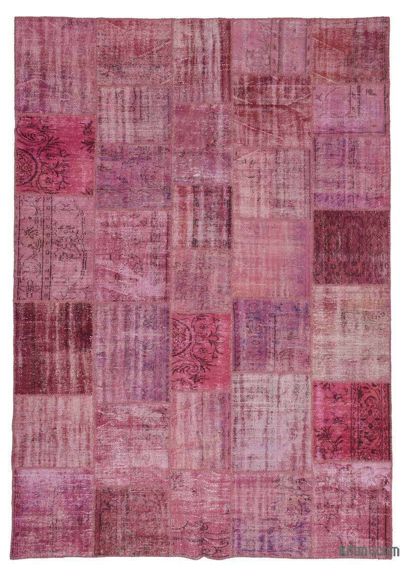 Pink Patchwork Hand-Knotted Turkish Rug - 8' 2" x 11' 7" (98" x 139") - K0016101